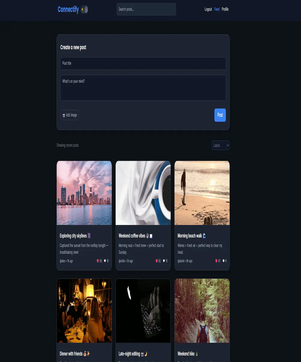 Connectify feed page screenshot
