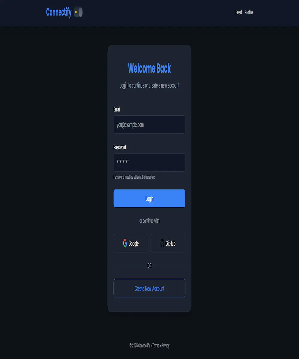 Connectify login page screenshot