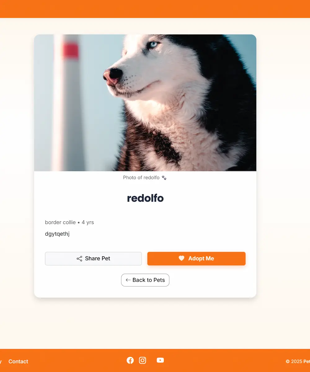 PetAdopt pet details page